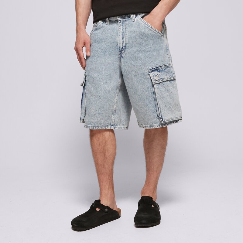 LEVI'S ŠORTKY  478 BAGGY CARGO SHORTS LIGHT INDIGO - WORN IN