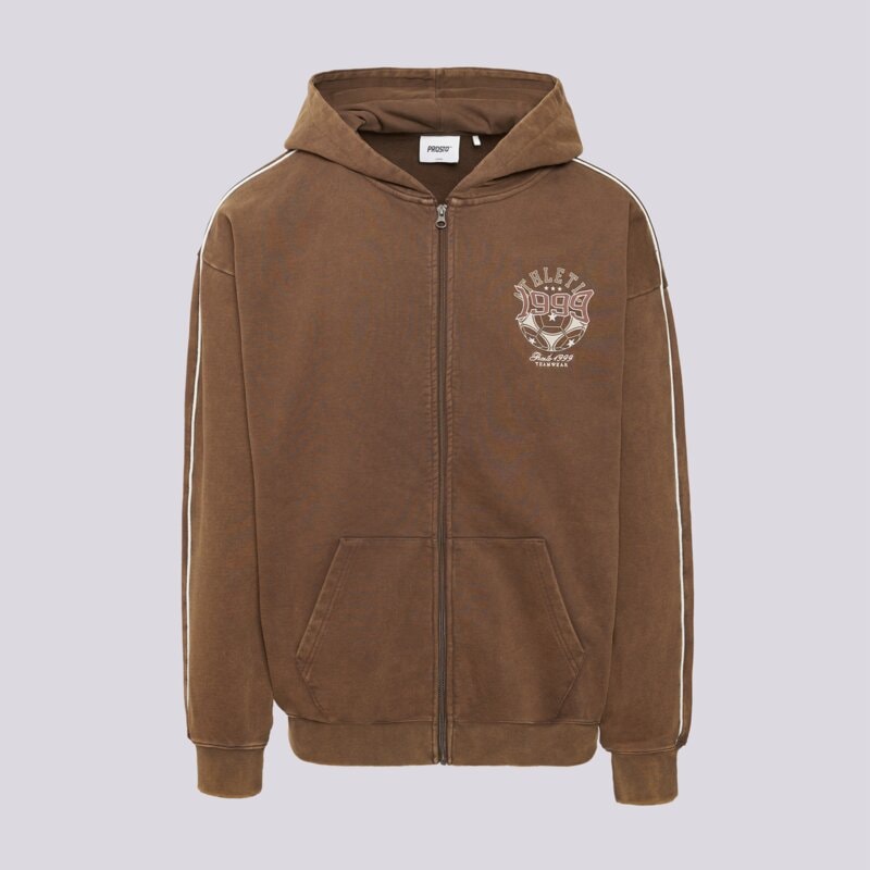 PROSTO MIKINA ZIP HOODIE ATHLETIC WASHED BROWN