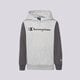 detská mikina CHAMPION COLOUR BLOCK TAPE OVERHEAD HOODIE JUNIOR  306268em006 farba sivá