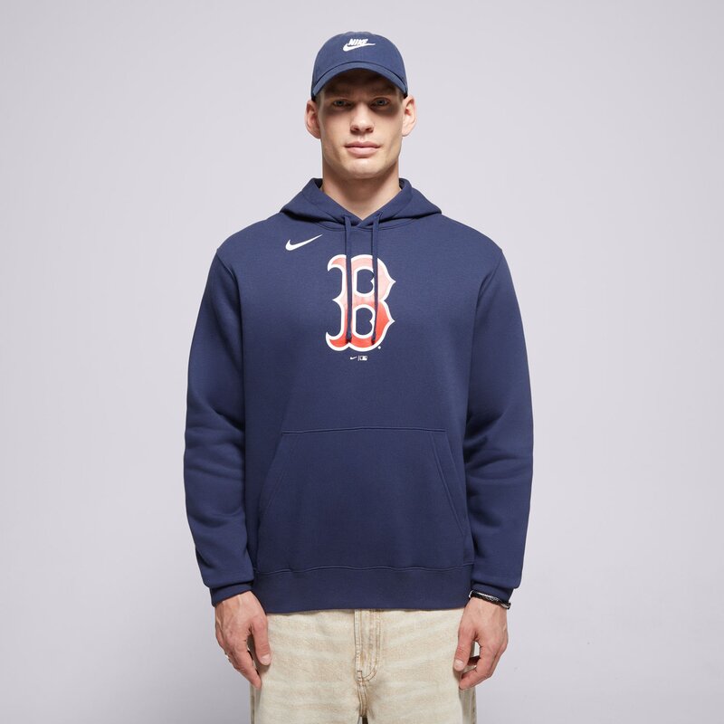 NIKE MIKINA S KAPUCŇOU MLB LOGO CLUB FLEECE HOOD BOSTON RED