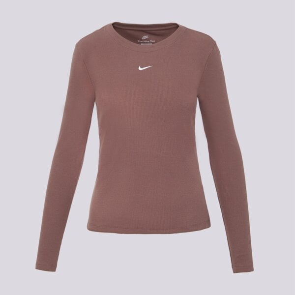 Nike Ls Tee Rib Tight W Nsw Hnedá