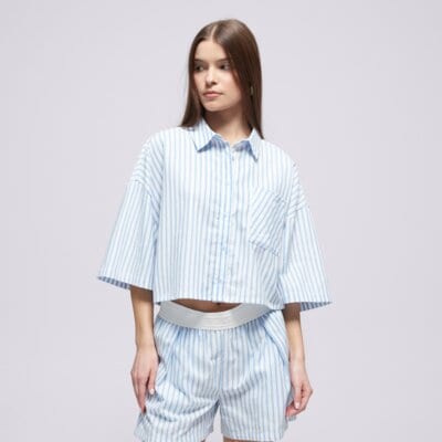 Nike Košeľa W Nsw Offln Wvn Ppln Strp Ss Modrá EUR XS